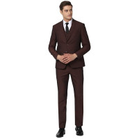Van Heusen Men's Cotton Blend Maroon Three Piece Suit Business Pants Set (VDSUESKFQ99631 44)
