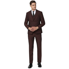 Van Heusen Men's Cotton Blend Maroon Three Piece Suit Business Pants Set (VDSUESKFQ99631 44)