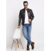 Men’s Casual Stylish Leather Jacket | Men Solid Choco Brown Leather Jacket | Winter Jacket | High Neck | Long Sleeve | Zipper Closure | Regular Fit | Comfortable Fit Jacket Crafted for Men