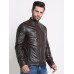 Men’s Casual Stylish Leather Jacket | Men Solid Choco Brown Leather Jacket | Winter Jacket | High Neck | Long Sleeve | Zipper Closure | Regular Fit | Comfortable Fit Jacket Crafted for Men