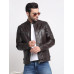 Men’s Casual Stylish Leather Jacket | Men Solid Choco Brown Leather Jacket | Winter Jacket | High Neck | Long Sleeve | Zipper Closure | Regular Fit | Comfortable Fit Jacket Crafted for Men