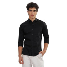 Men Slim fit Cotton Formal Shirt (Black)
