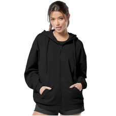FUNKY MONKEY - Women's Cute Hoodies Teen Girl Winter Jacket Sweatshirts Casual Drawstring Clothes Zip Up Hoodie with Pocket (Black)
