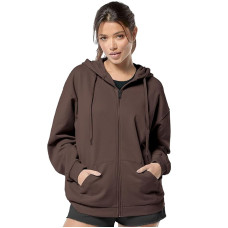 FUNKY MONKEY - Women's Cute Hoodies Teen Girl Winter Jacket Sweatshirts Casual Drawstring Clothes Zip Up Hoodie with Pocket (Brown)