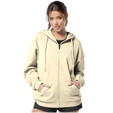 FUNKY MONKEY - Women's Cute Hoodies Teen Girl Winter Jacket Sweatshirts Casual Drawstring Clothes Zip Up Hoodie with Pocket (Beige)
