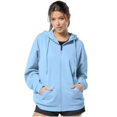 FUNKY MONKEY - Women's Cute Hoodies Teen Girl Winter Jacket Sweatshirts Casual Drawstring Clothes Zip Up Hoodie with Pocket (Sky Blue)