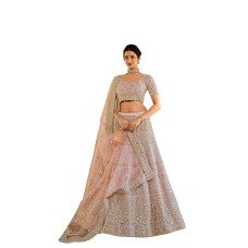 FUSION Pink Color Stone And Zari Work Organza Fabric Lehenga Choli For Women