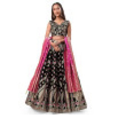Arav Women's Jacquard Semi-Stitched Lehenga choli(Veera)