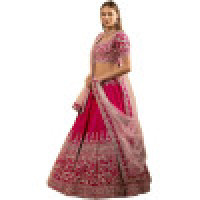 Women's Satin Semi Stitched lehenga choli (Chaniya choli with dupatta-SF102115 Red1)