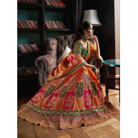 Orange Color Georgette Material Zari Work Lehenga Choli
