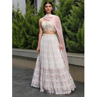 Off-White printed Georgette flared lehenga choli